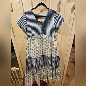 Printfresh In Bloom Main Act Dress Blue Cloud Size Small Nwt
